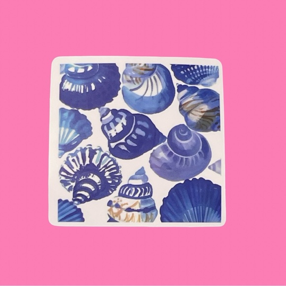 Other - Blue Seashell Square Watercolor Style Sticker